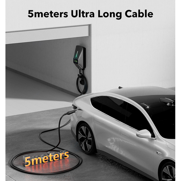 WOLFBOX 22kW 3-Phase Smart EV Charger - 7.6m Cable, 400V AC Wall-Mount