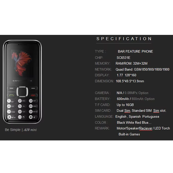 IPRO A10 Mini Mobile Phone 1.77 Inch Dual SIM GSM Seniors Black