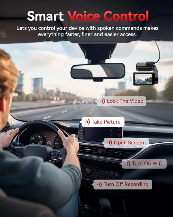 REDTIGER A4 4K Front & 1080P Rear Dash Cam - 5GHz Wi-Fi, 64GB Card, GPS