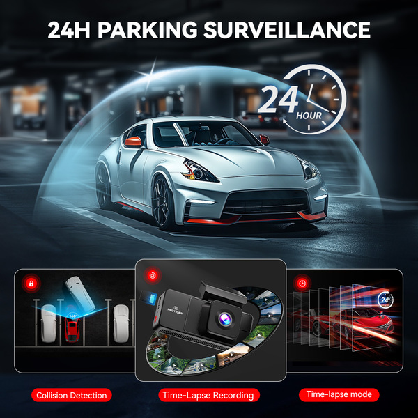 Redtiger A3 3-Channel Dash Cam with 2.5K Front + 1080P Cabin & Rear, 3.18"