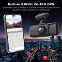Redtiger A6 3Channel Dash Cam 2.5K Front + 1080P Rear + Cabin, Touchscreen
