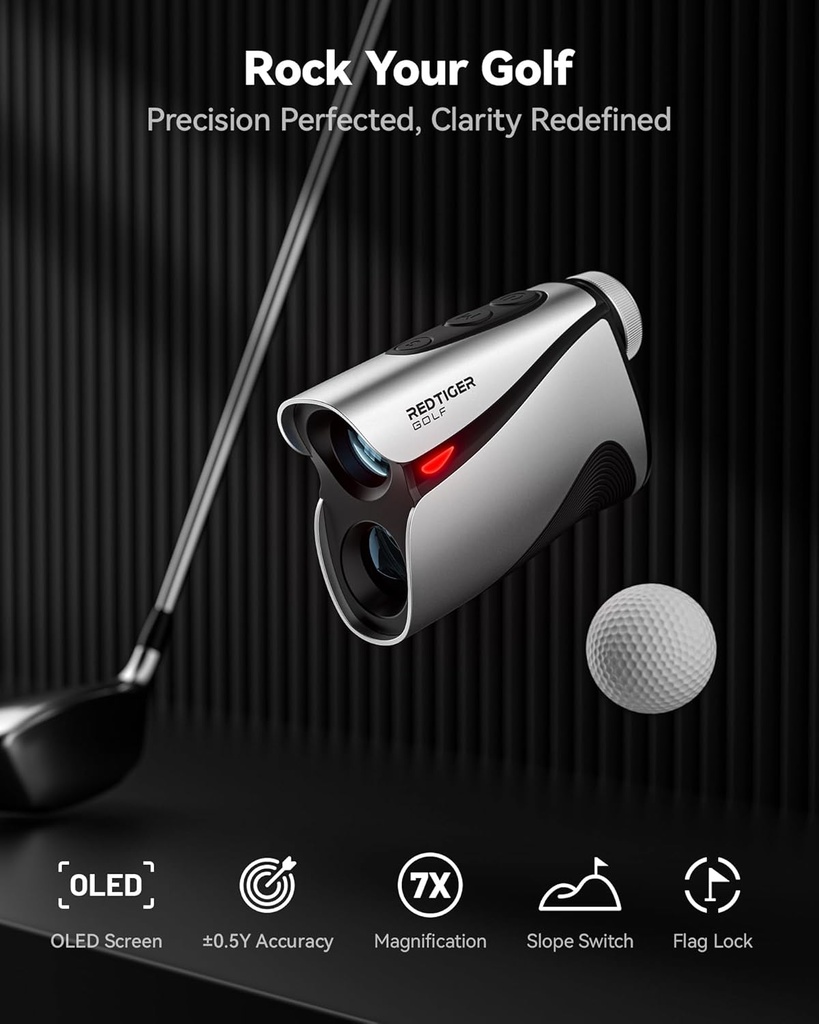 REDTIGER GolfVue Series 2 Golf Range Finder with Slope,, 7X Magnification