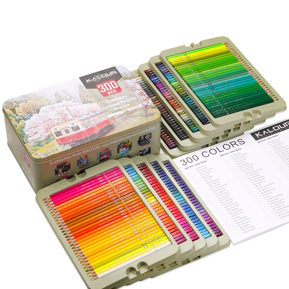KALOUR 300 Color Pencil Tin Box Set - Extensive Collection of 300 Pencils