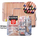 KALOUR 50 Pastel Color Pencil Tin Box Set - Soft Pastel Colored Pencils