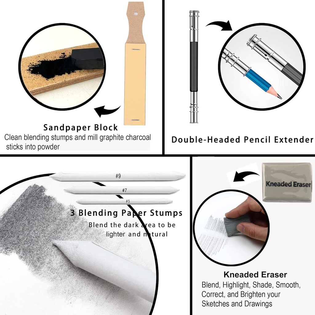 KALOUR 54-Pack Professional Sketch Drawing Pencil Set with Sketchbook