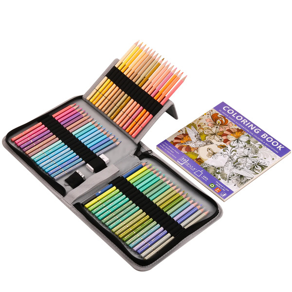 KALOUR 50-Color Macaron Professional Colored Pencil Set in Zipper Case