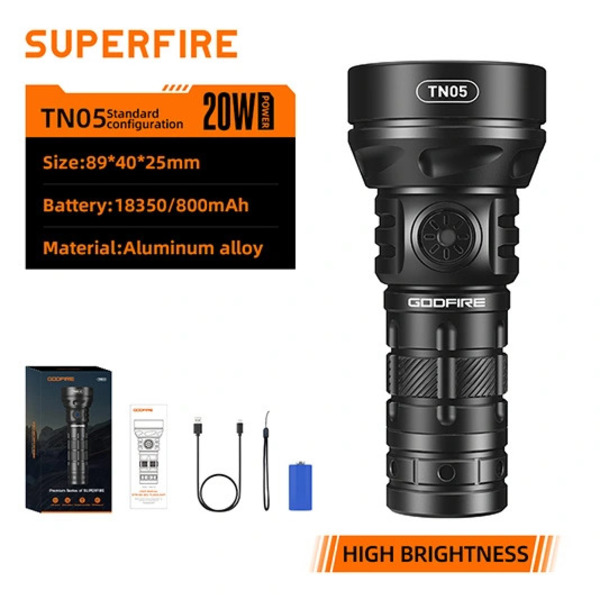 GODFIRE TN05 High-End Compact Flashlight - Magnetic Tail, 5 Lighting Modes