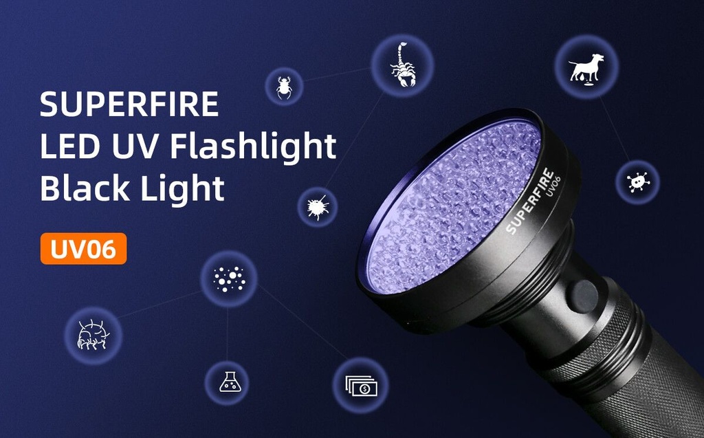 SUPERFIRE UV06 395nm UV Flashlight Torch Ultra Violet Torch
