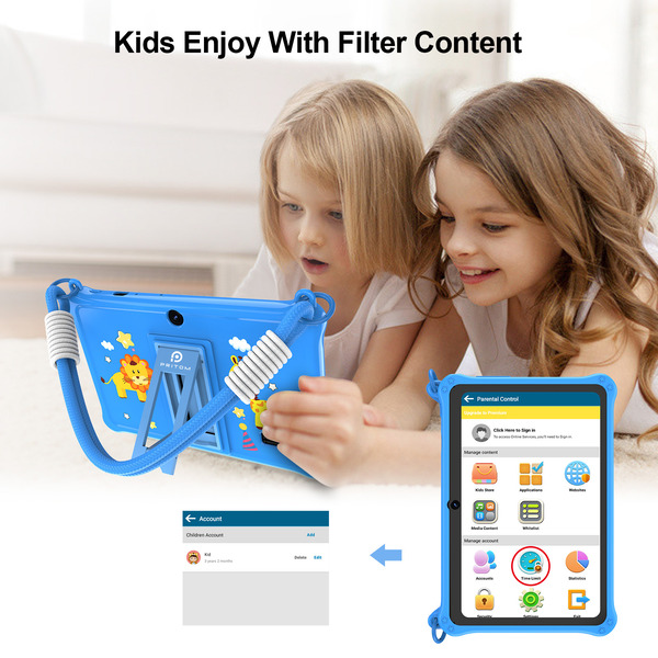 PRITOM Kids Adventure Tablet 7" - 2GB RAM, 32GB Storage, Parental Controls - Blue