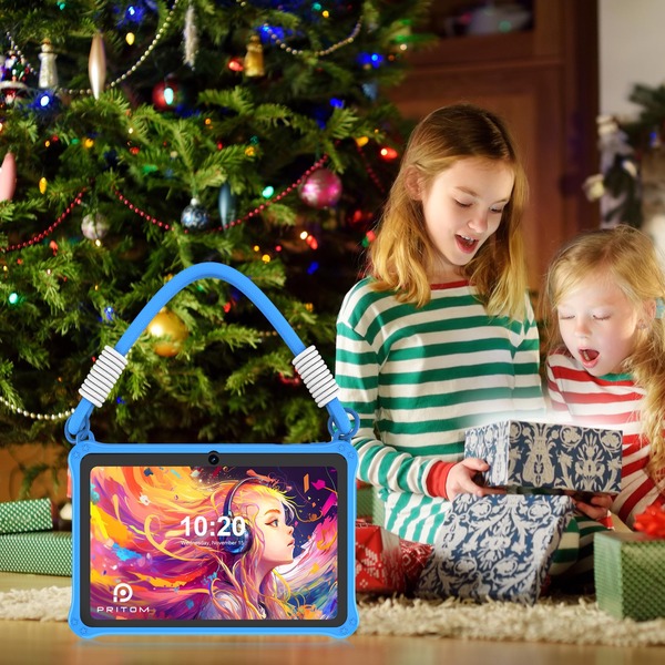 PRITOM Kids Adventure Tablet 7" - 2GB RAM, 32GB Storage, Parental Controls - Blue