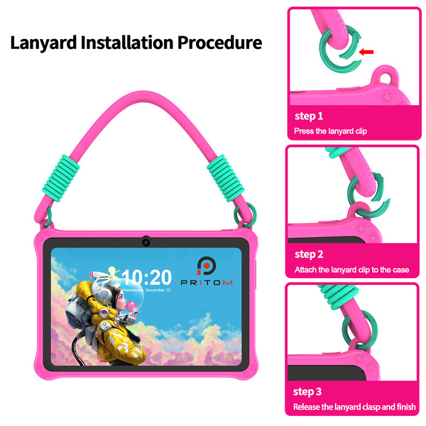 PRITOM Kids Adventure Tablet 7" - 2GB RAM, 32GB Storage, Parental Controls - Pink