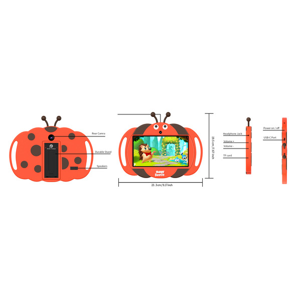 PRITOM Kids Smart Tablet 7 WiFi | 2GB RAM, 32GB Storage, Parental Controls - Orange
