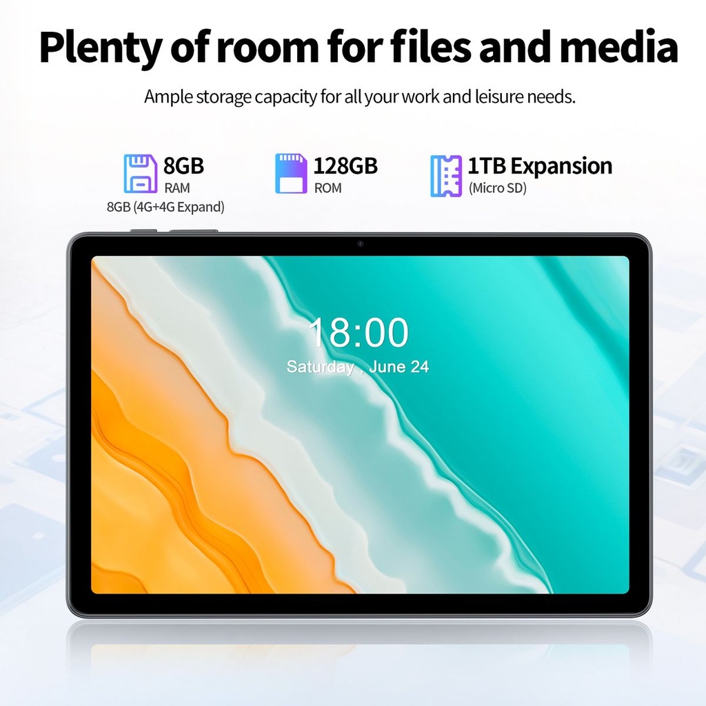 Pritom 11" Smart Tablet 4GB RAM 124GB ROM, Android 14, 18W Quick Charge