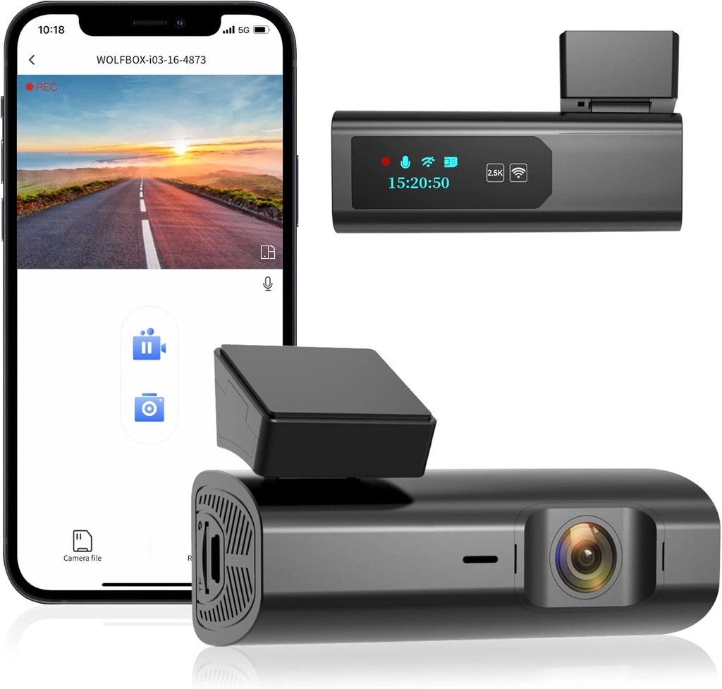 Wolfbox I03 2.5K Dash Cam WiFi Full HD Car Dashboard Camera Night Vision