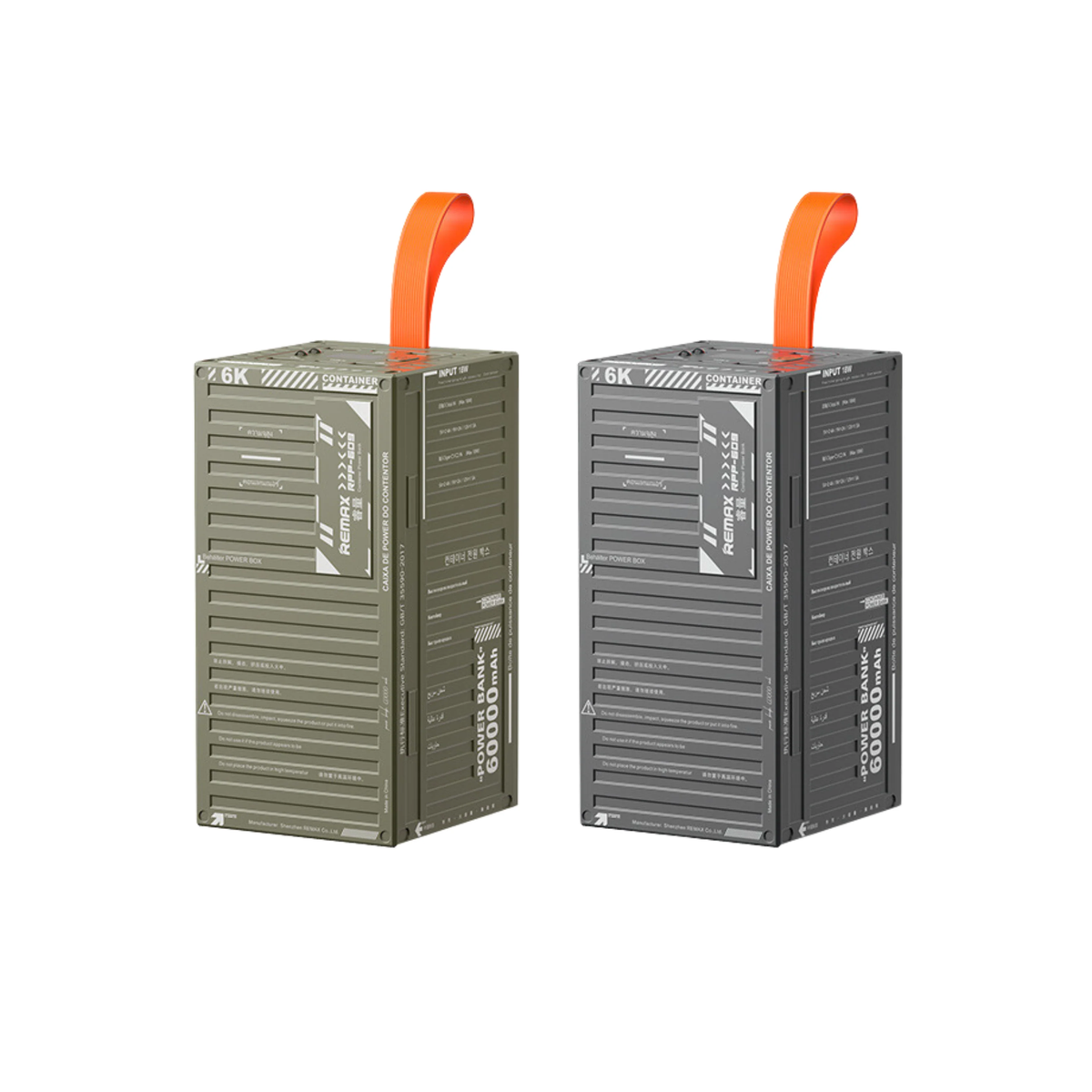 POWERBANK REMAX GREEN Container Series 20W+22.5W PD+QC Outdoor Power Bank with LED Light 60000mAh RPP-609