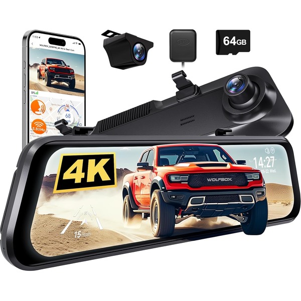 WOLFBOX G850 PRO 4K Mirror Dash Cam - Advanced Safety & Clarity