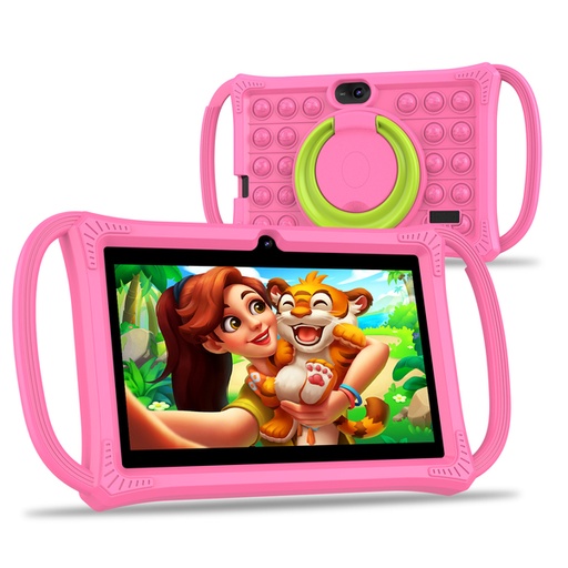 [7009] PRITOM K7 Pro Kids Tablet - 7" 4GB RAM, 32GB ROM, Case with Side Handles - Pink